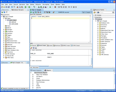 JDeveloper - Database Navigator & SQL Worksheet