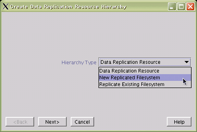リソース作成ウィザード：Hierarchy Typeの選択画面