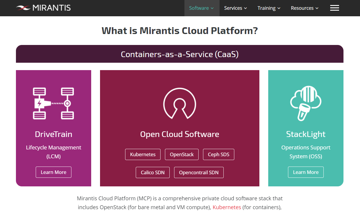 「Mirantis Cloud Platform」より