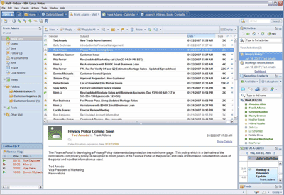 Lotus Notes 8の画面