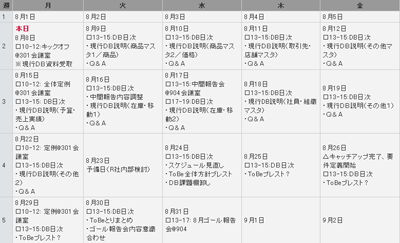 日次スケジュール（データベースチーム分）