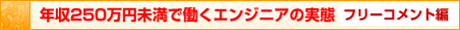 年収250万円未満で働くエンジニアの実態 フリーコメント編