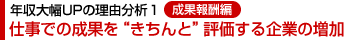 年収大幅UP理由分析１成果報酬編：仕事での成果を“きちんと”評価する企業の増加