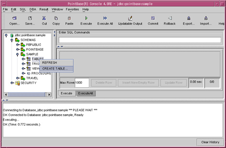 テーブルの作成
