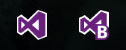左が「Visual Studio 2015」、右が「Blend for Visual Studio 2015」のロゴ