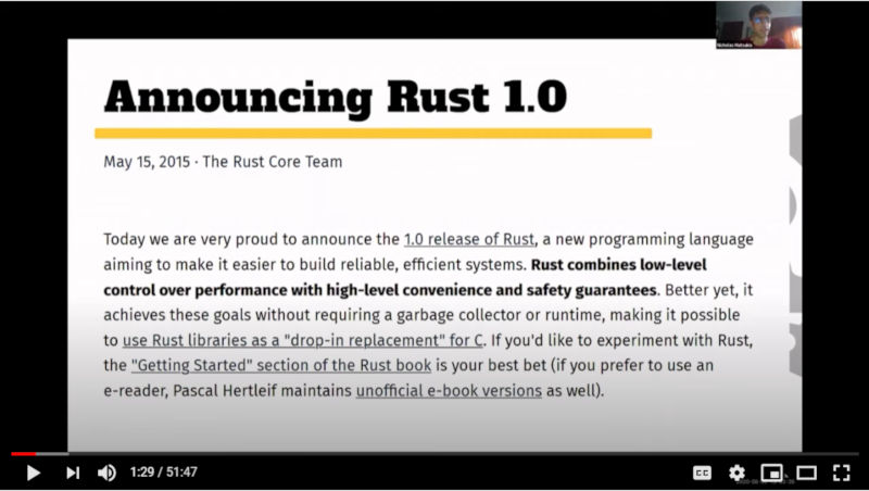 Rust1.0のアナウンス