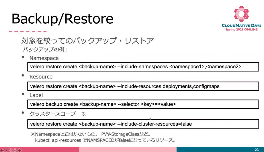 Backup/Restoreの例