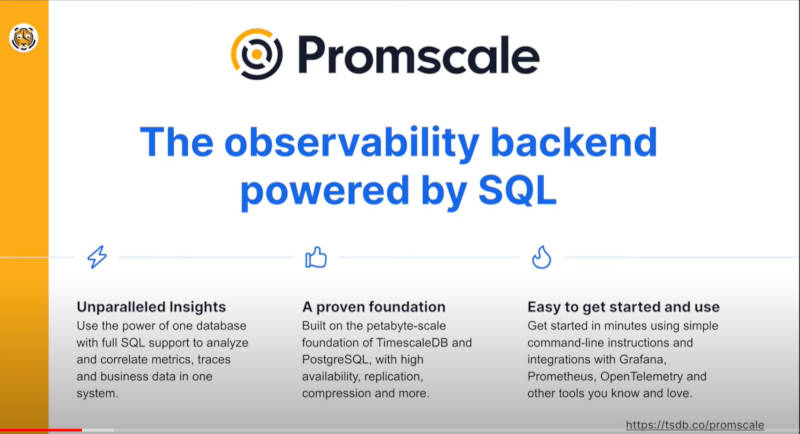 PromscaleはPostgreSQLをベースにしたタイムシリーズデータベースとSQLバックエンドの総称
