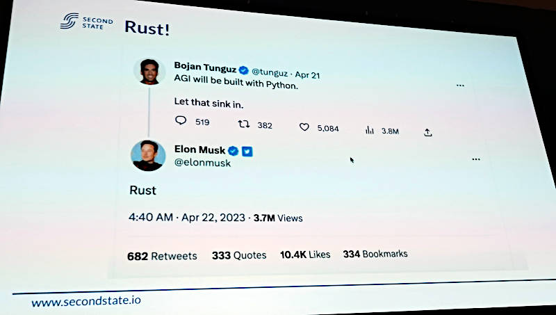 Elon Muskは「汎用人工知能の開発にはPythonではなくRustである」と答えている