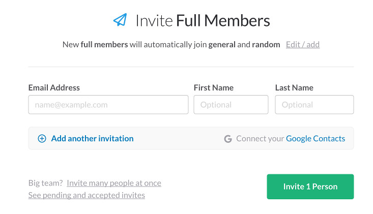 ユーザーの招待画面