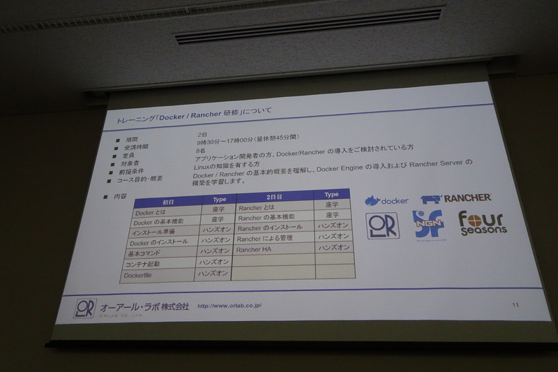 オーアール・ラボのの「Docker / Rancher研修」