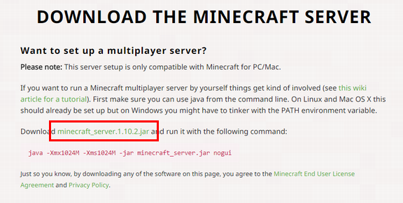 Minecraftのダウンロードページ