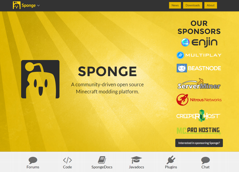 SpongeサーバーのWebサイト