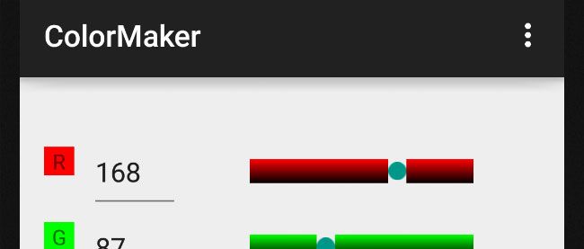 Android Studioサンプルアプリ解説集 - RGB値により色を作るColorMaker 