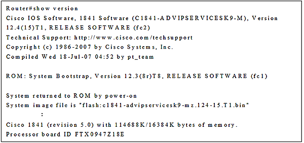 show versionコマンドの実行例