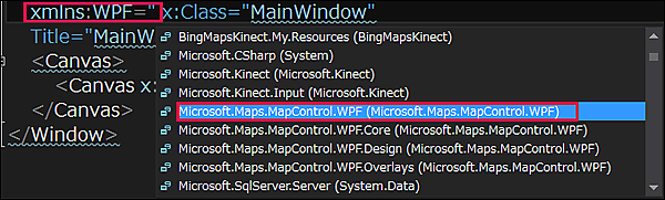 WPFのMapControlを選択する