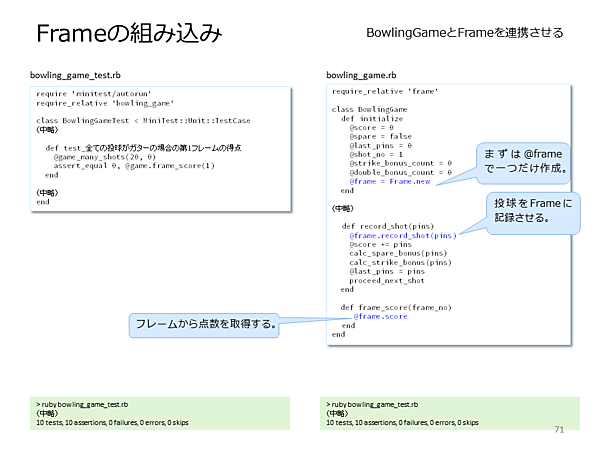 FrameクラスをBowlingクラスに組み込む