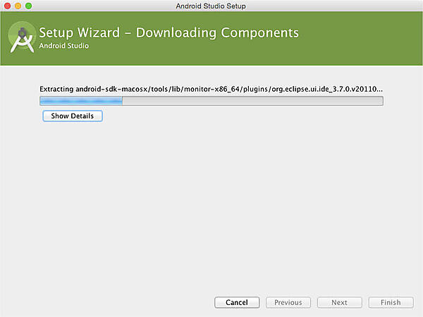 ダウンロードの進行状況が表示される