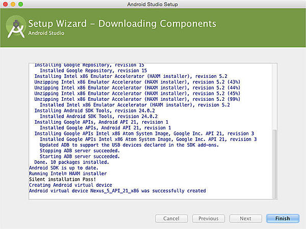 ダウンロードが終了すると、結果が表示される