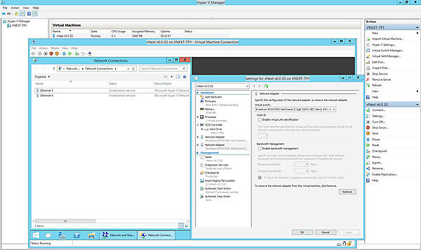 ネットワークアダプタの追加②：仮想マシンに2つのネットワークアダプタが接続されている。