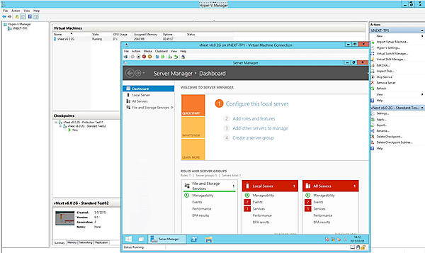 チェックポイントの状態：プロダクションチェックポイントとスタンダードチェックポイントは混在して取得することが可能。スタンダードチェックポイントはサムネイル画面イメージが表示されている。