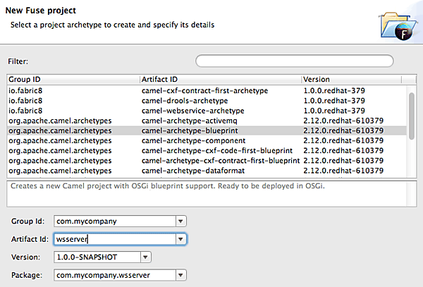 Fuseプロジェクトの作成