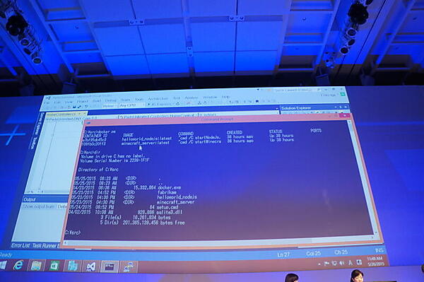 Windowでdocker ps。dirするとdocker.exeが見える