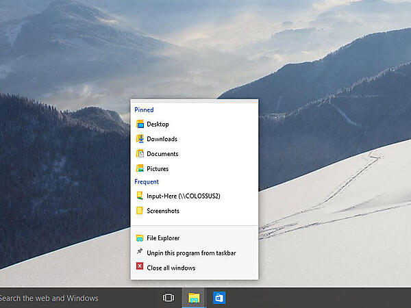 タスクバーアイコンを右クリック