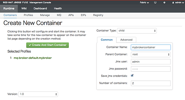 コンテナ名は「mybrokercontainer」としておく