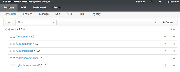 3つのコンテナを作成し、準備が完了したところ