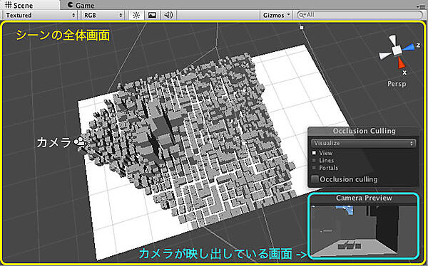 オクルージョンカリングOff時のゲームシーンの様子