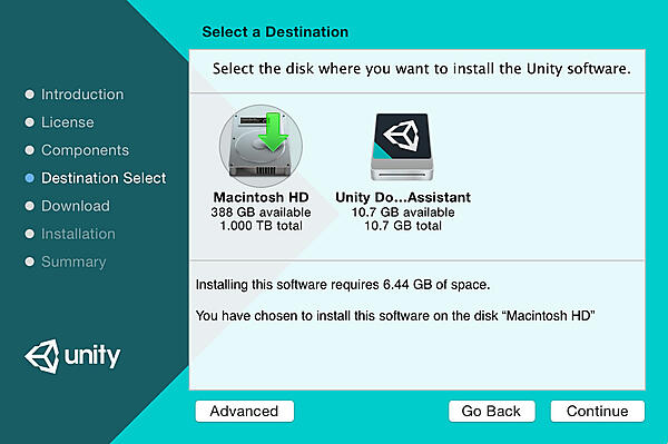 「Select a Destination」画面