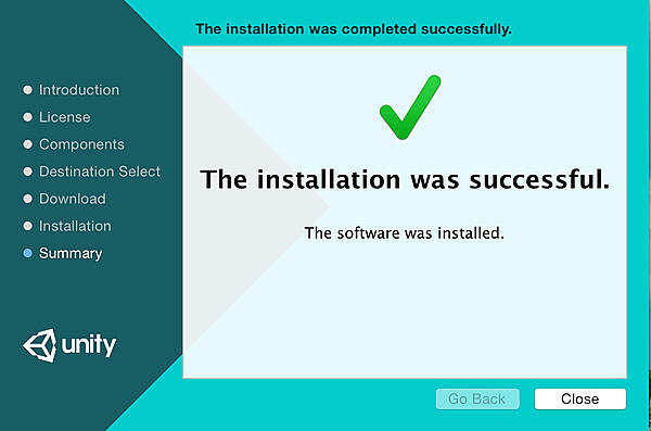 Unity 5のインストールが完了
