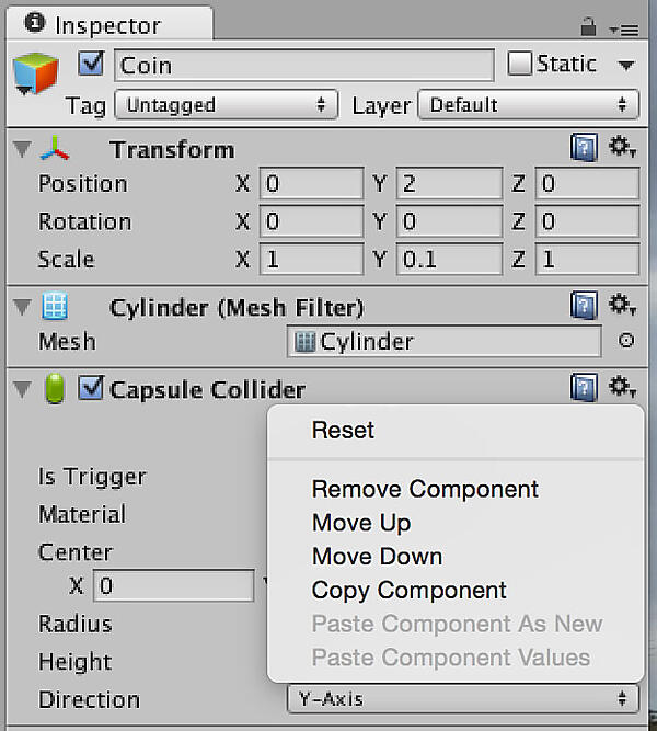 CapsuleColliderを削除