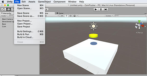 Sceneの保存方法（メニューバーから選択する場合）