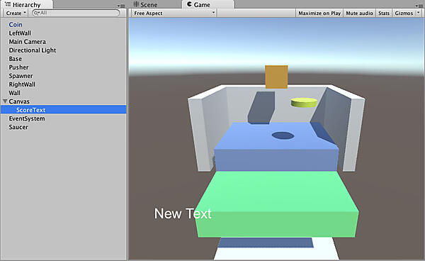 Textオブジェクトを「ScoreText」と名付ける