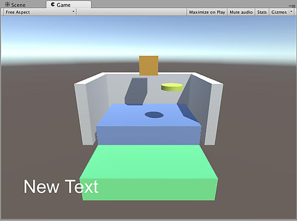 ［Game］タブに切り替えてScoreTextがどのように配置されているか確認