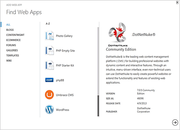 さまざまなWebアプリケーションが用意されているWebギャラリー