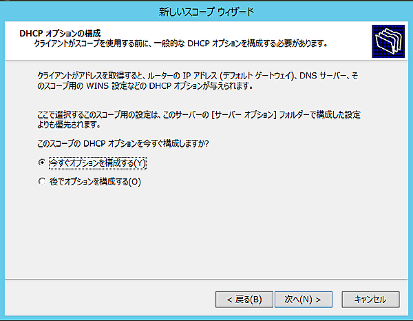 DHCPオプションの構成