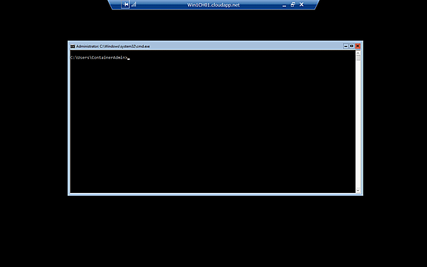 ログイン後の画面。コマンドプロンプトウィンドウだけのシンプルな画面