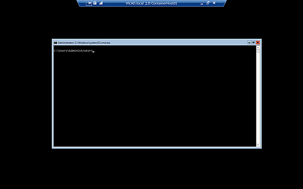 ログイン後の画面。コマンドプロンプトウィンドウだけのシンプルな画面。