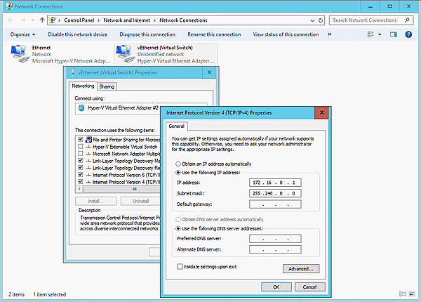 仮想ネットワークアダプターが追加されている