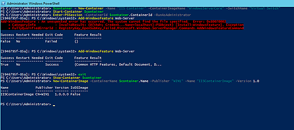 IISコンテナイメージが作成された