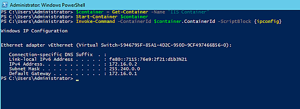 コンテナのネットワーク情報