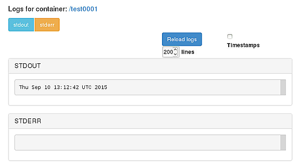 コンテナの標準出力と標準エラー出力で実行結果を確認する