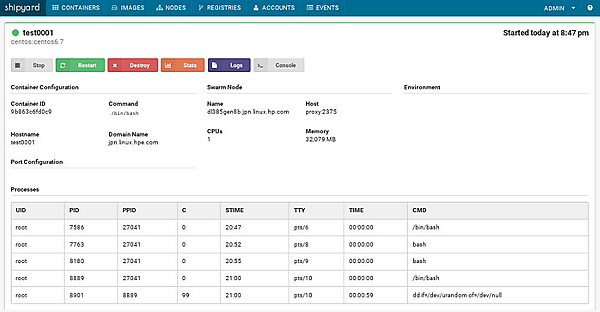 Shipyardでtest0001の情報を得る