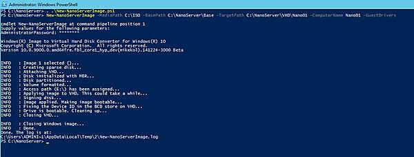 New-NanoServerImageコマンドを実行