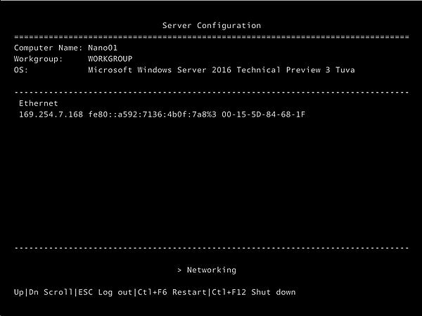 Nano Serverのログイン画面