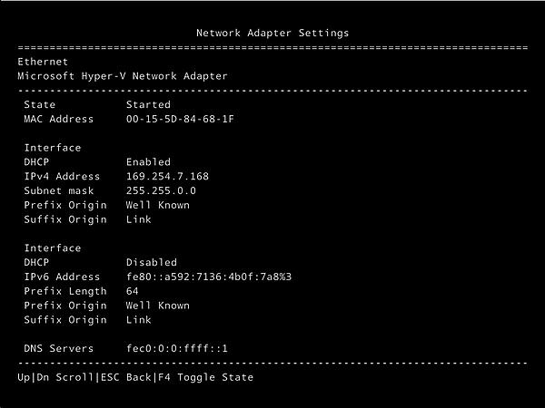 Nano Serverの設定情報