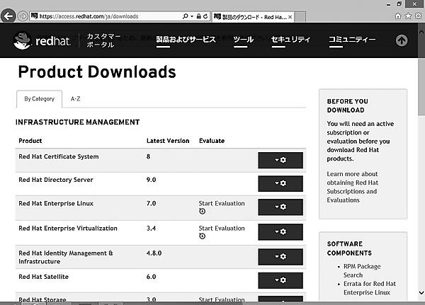 ソフトウェアの一覧が表示された